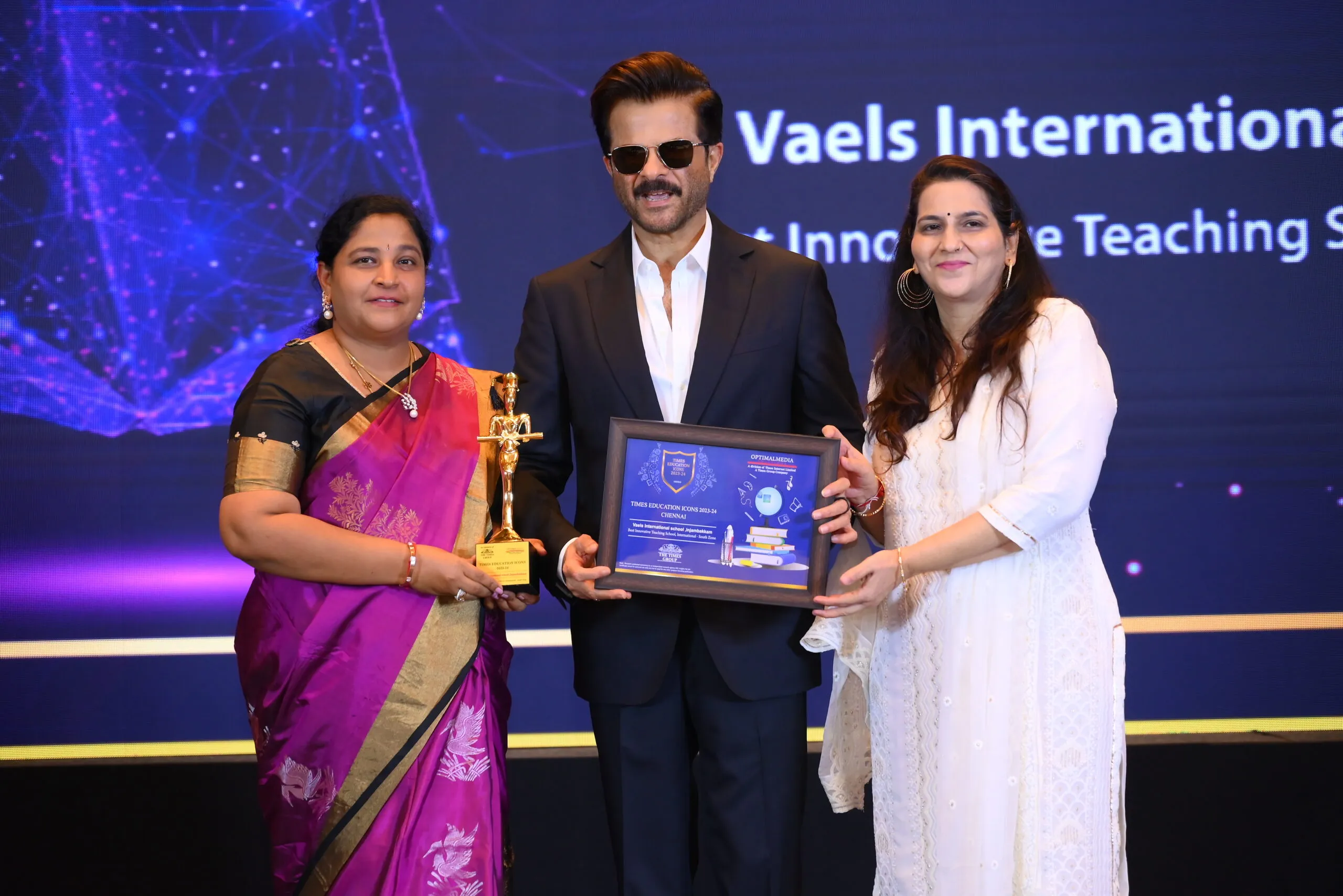 Vaels International School receiving Times Network Excellence in Educational Innovation award