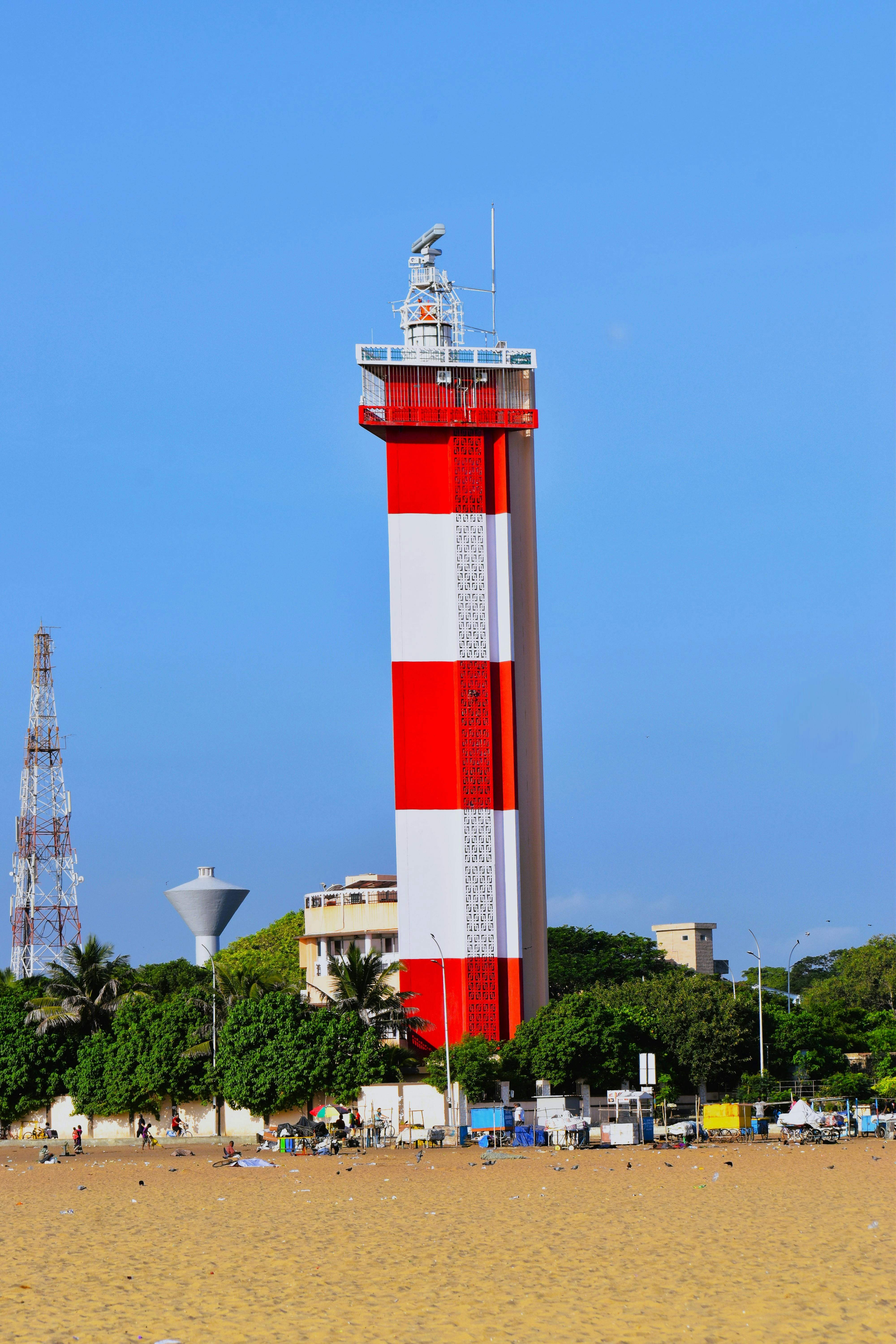 The Marina Lighthouse watches over the shore