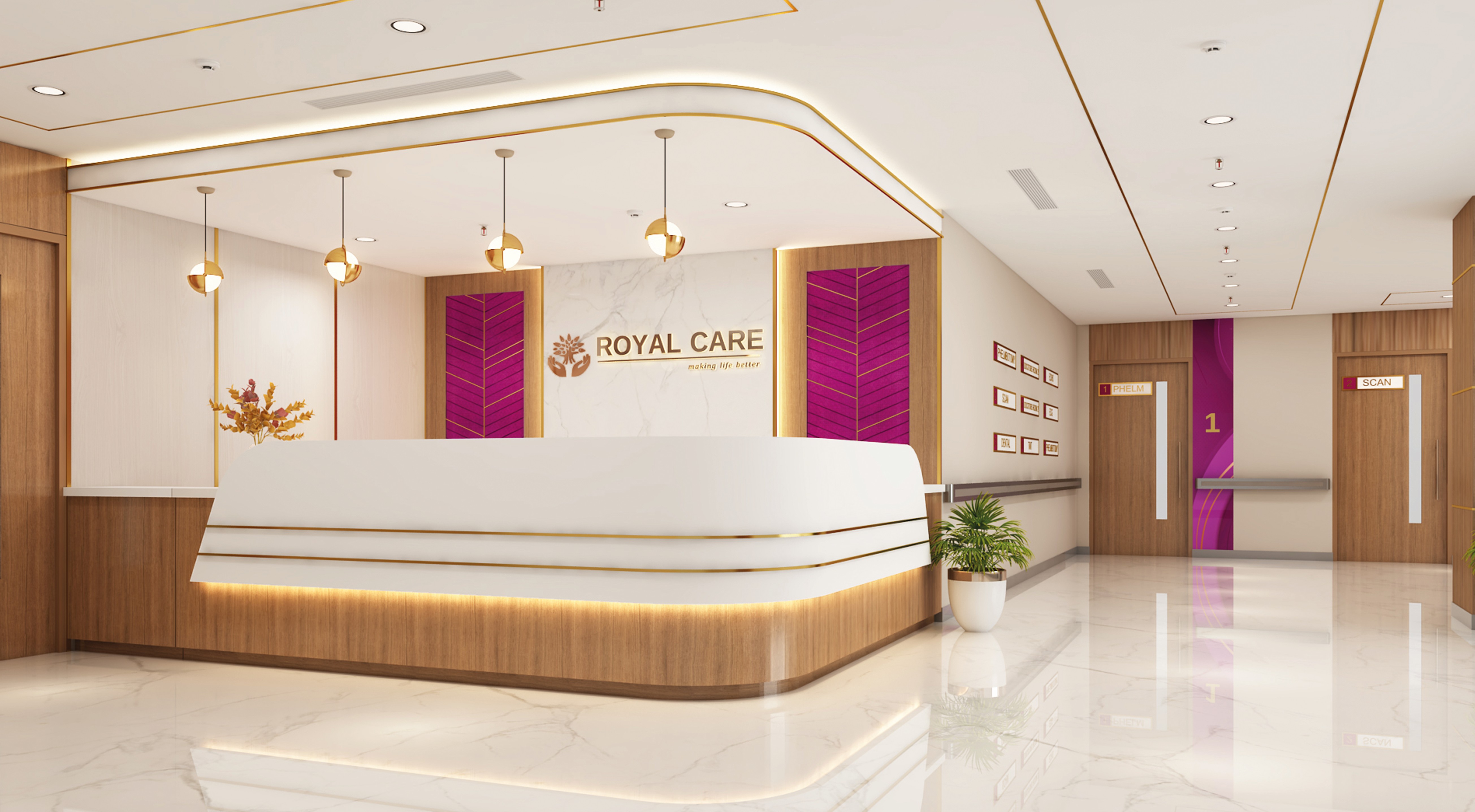 RoyalCare's luxury VIP reception and lounge area designed to international standards