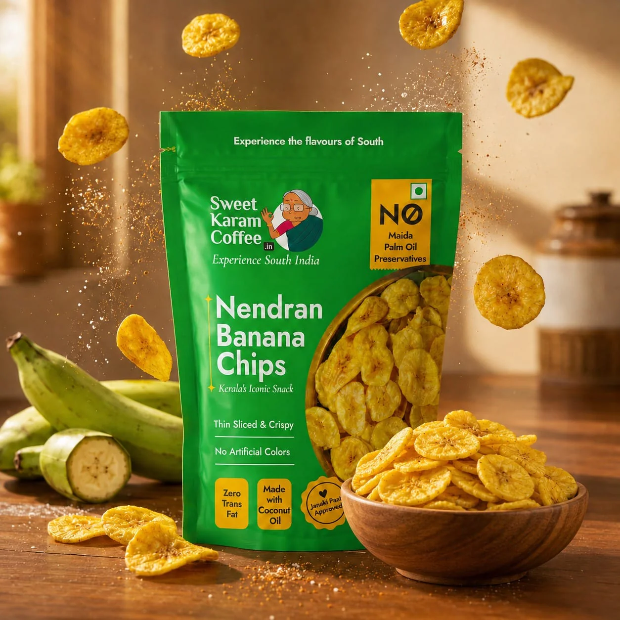 Sweet Karam Coffee Nendran Banana Chips packet