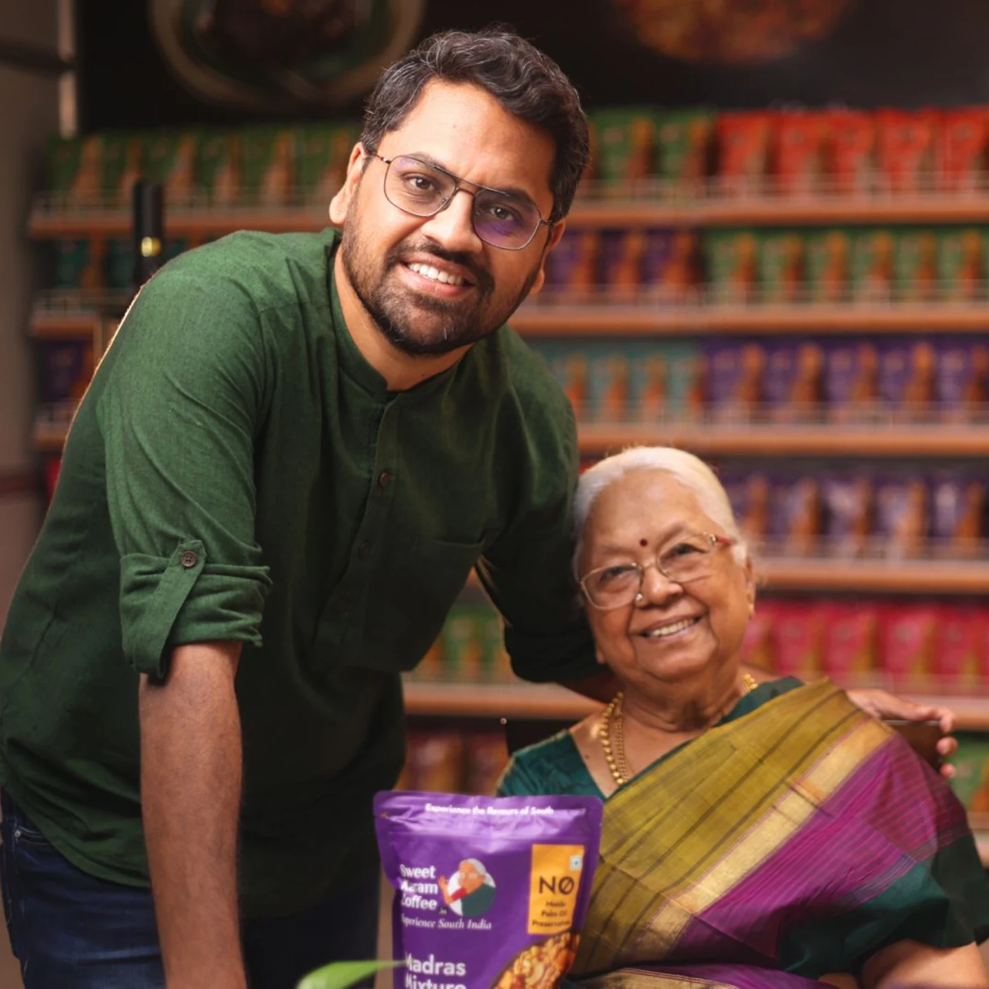 Women workers at Sweet Karam Coffee production, with Janaki Paati