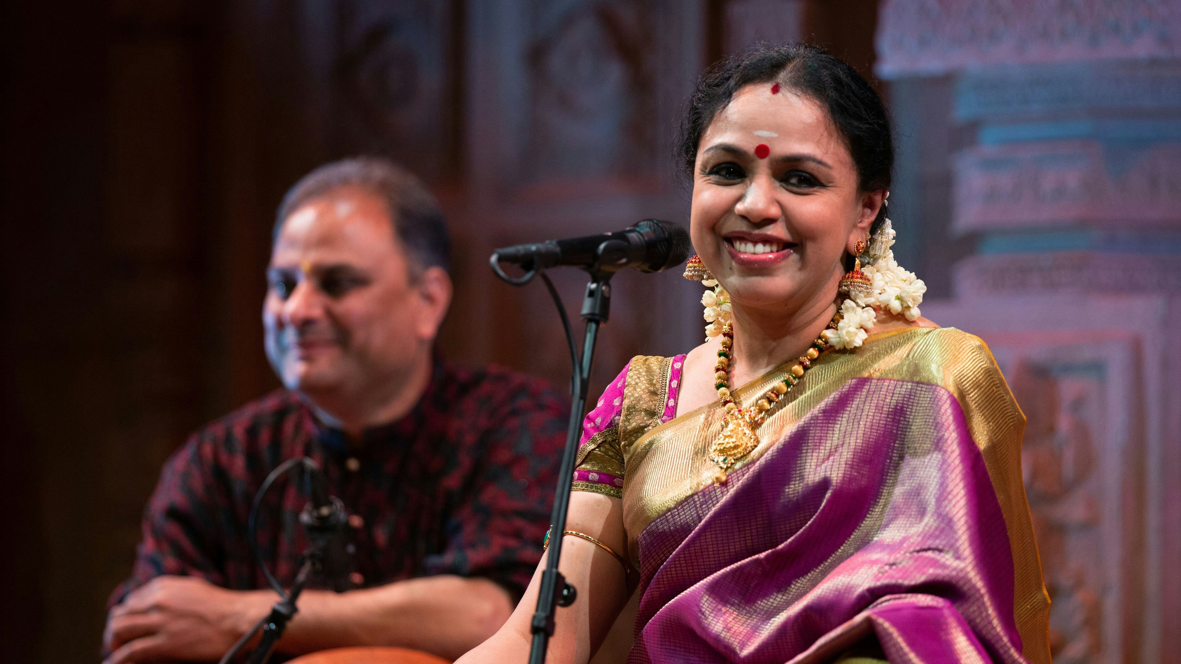 On the Carnatic concert stage with her accompanists