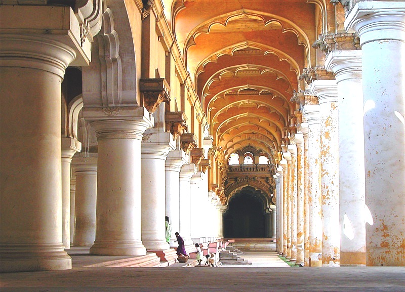 A colonnade of towering granite pillars