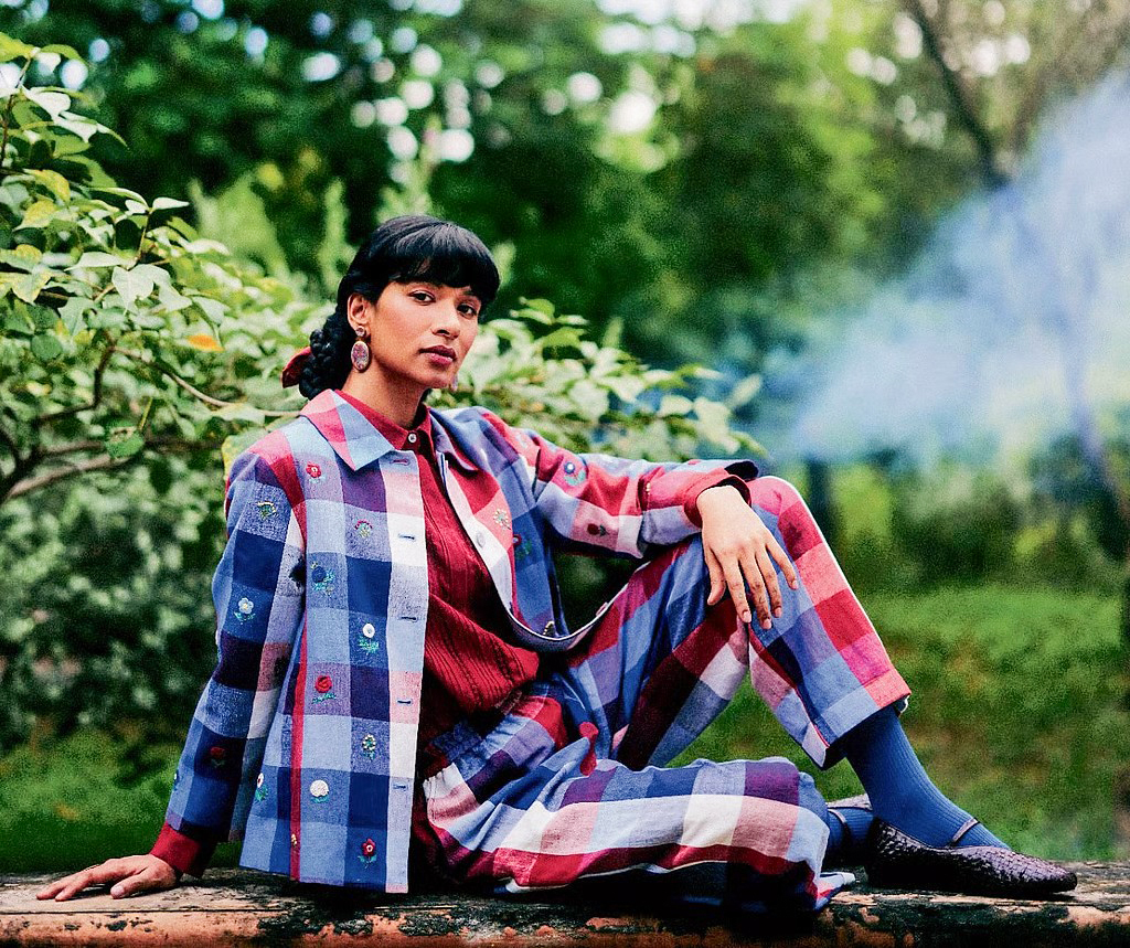 Relaxed checked co-ords with an artisanal finish